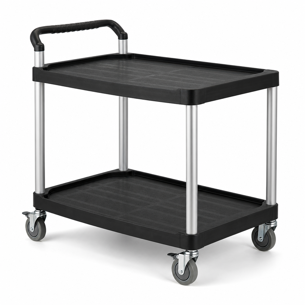 Two Shelf Plastic Trolley with 150kg Capacity