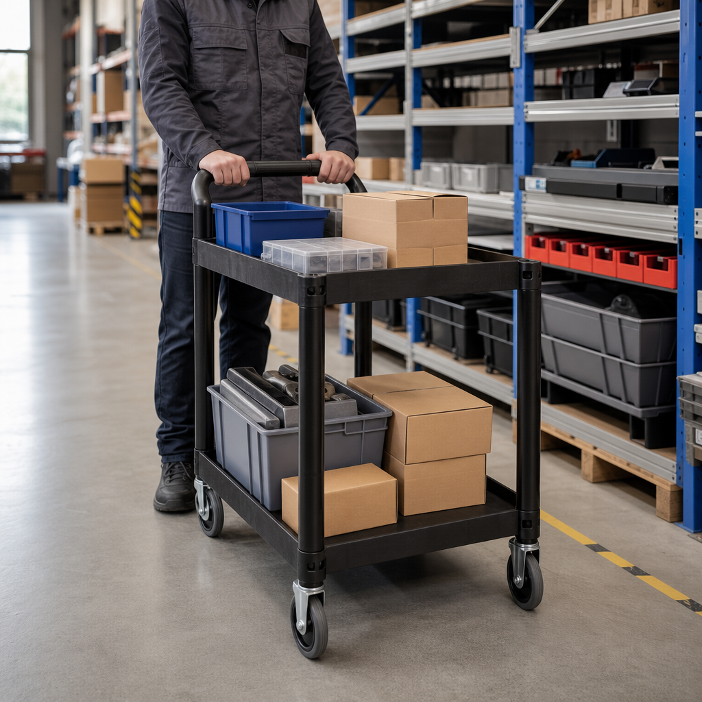 Two Shelf Plastic Trolley with 300kg Capacity