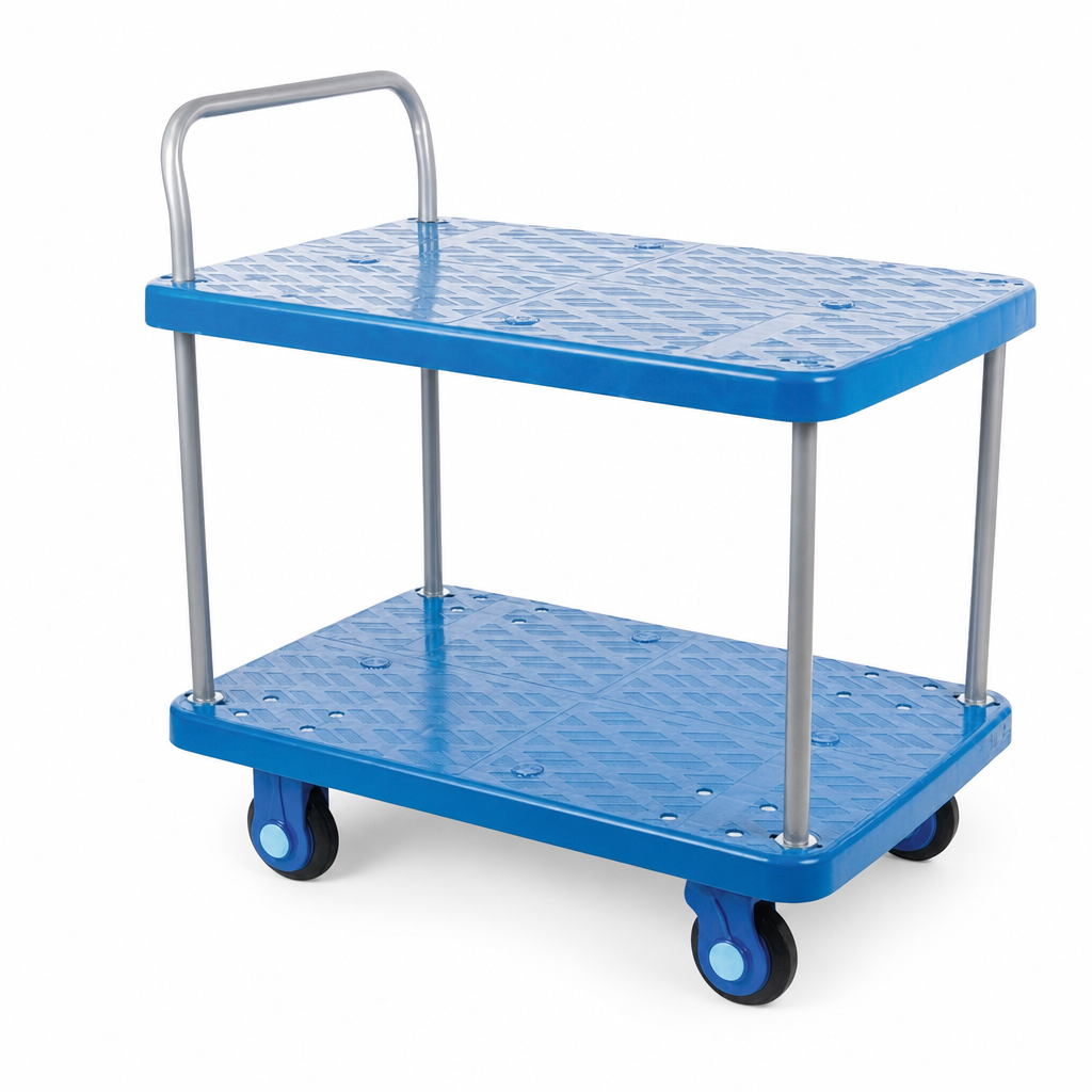 Two Shelf Plastic Trolley with 300kg Capacity