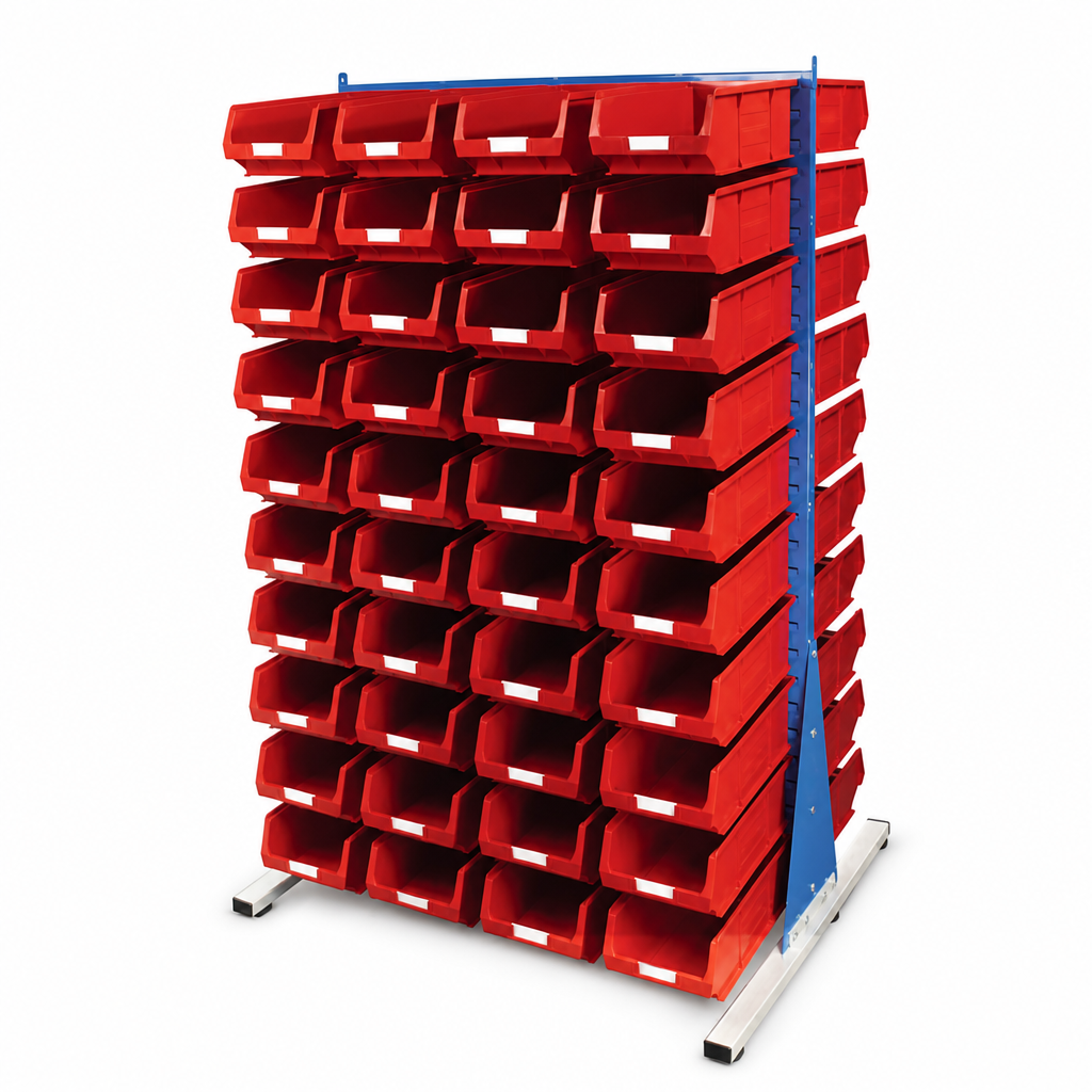 Two-Sided Louvre Panel Trolley with Picking Bins