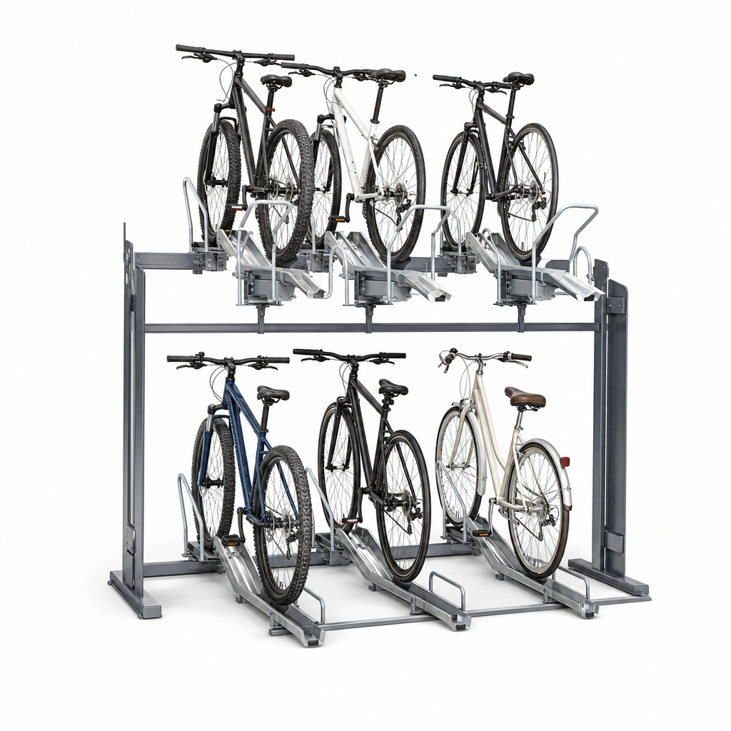 Two Tier Ground Fixed Bike Rack for 3 to 9 Cycles