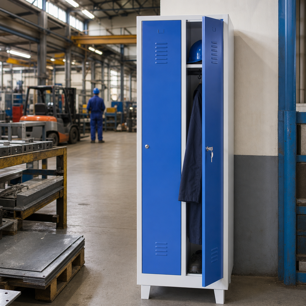 Two-Tier Single Door Metal Lockers with Hasp Lock and Feet