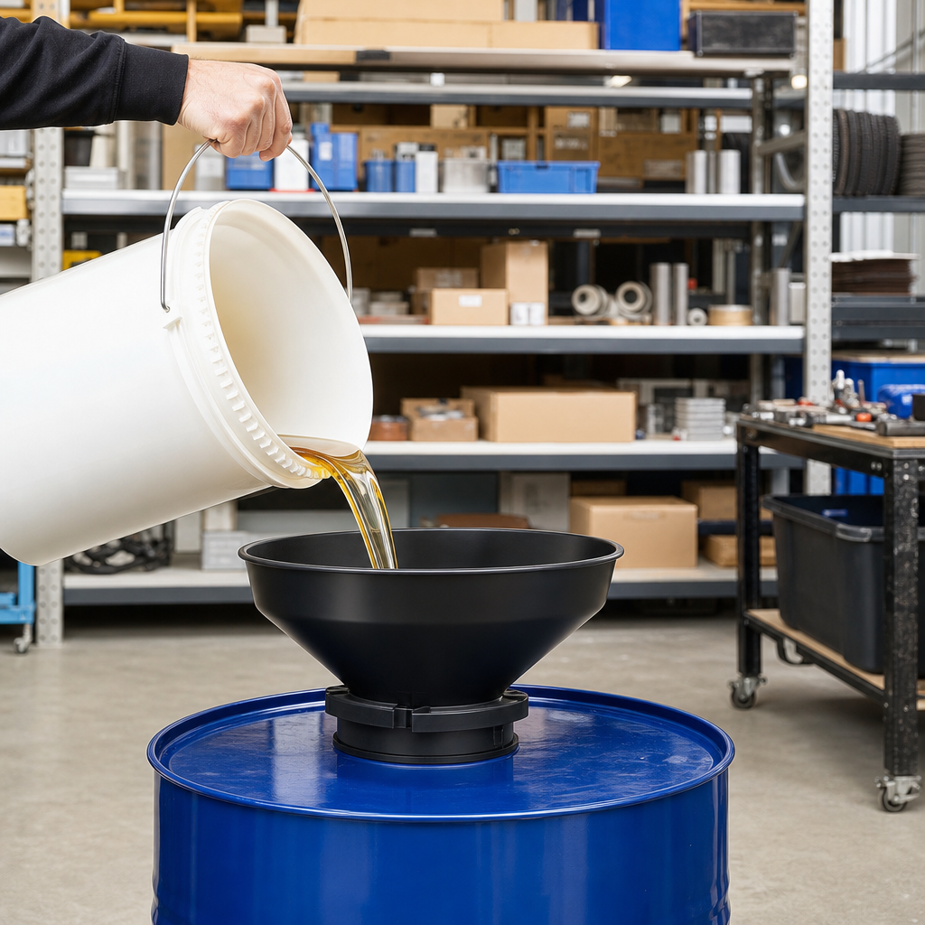 Universal Drum Funnel for Safe Liquid Transfer