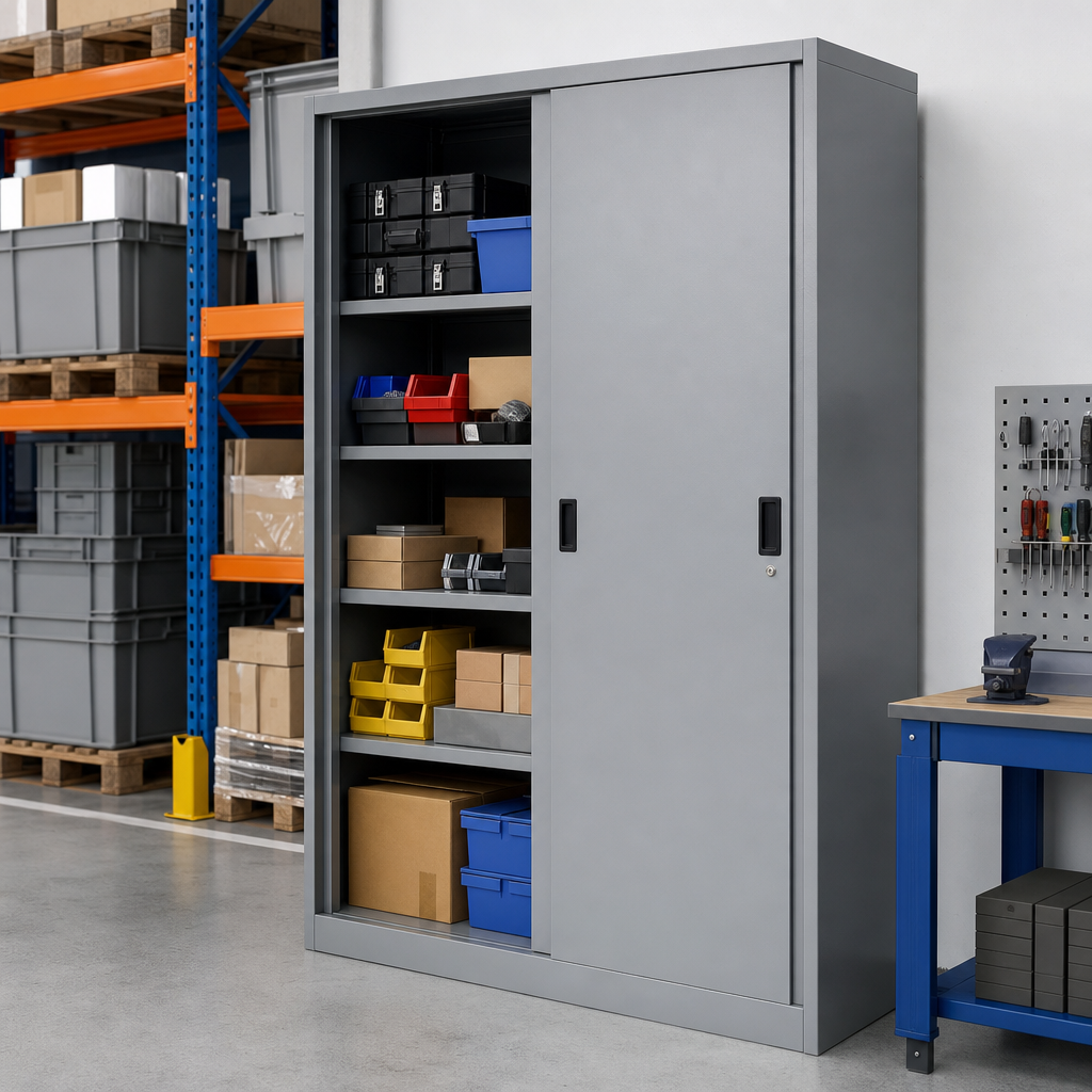 Used Steel Sliding Door Storage Cabinet 1020x1830x460mm