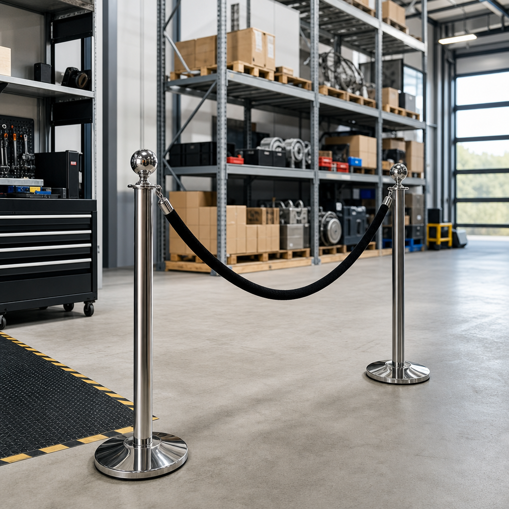 Velvet Rope Barrier Posts in Chrome or Brass Finish