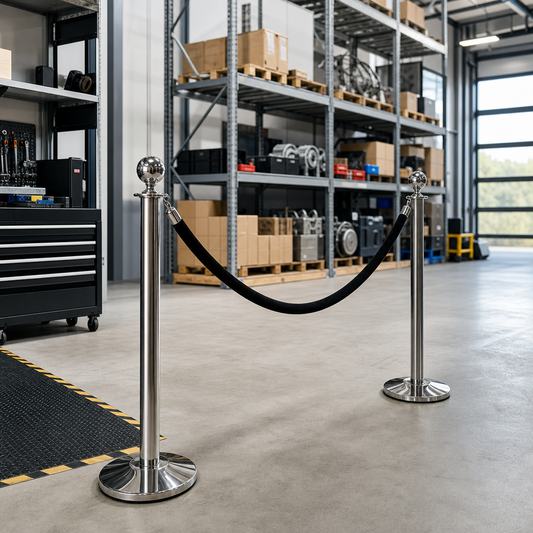 Velvet Rope Barrier Posts in Chrome or Brass Finish