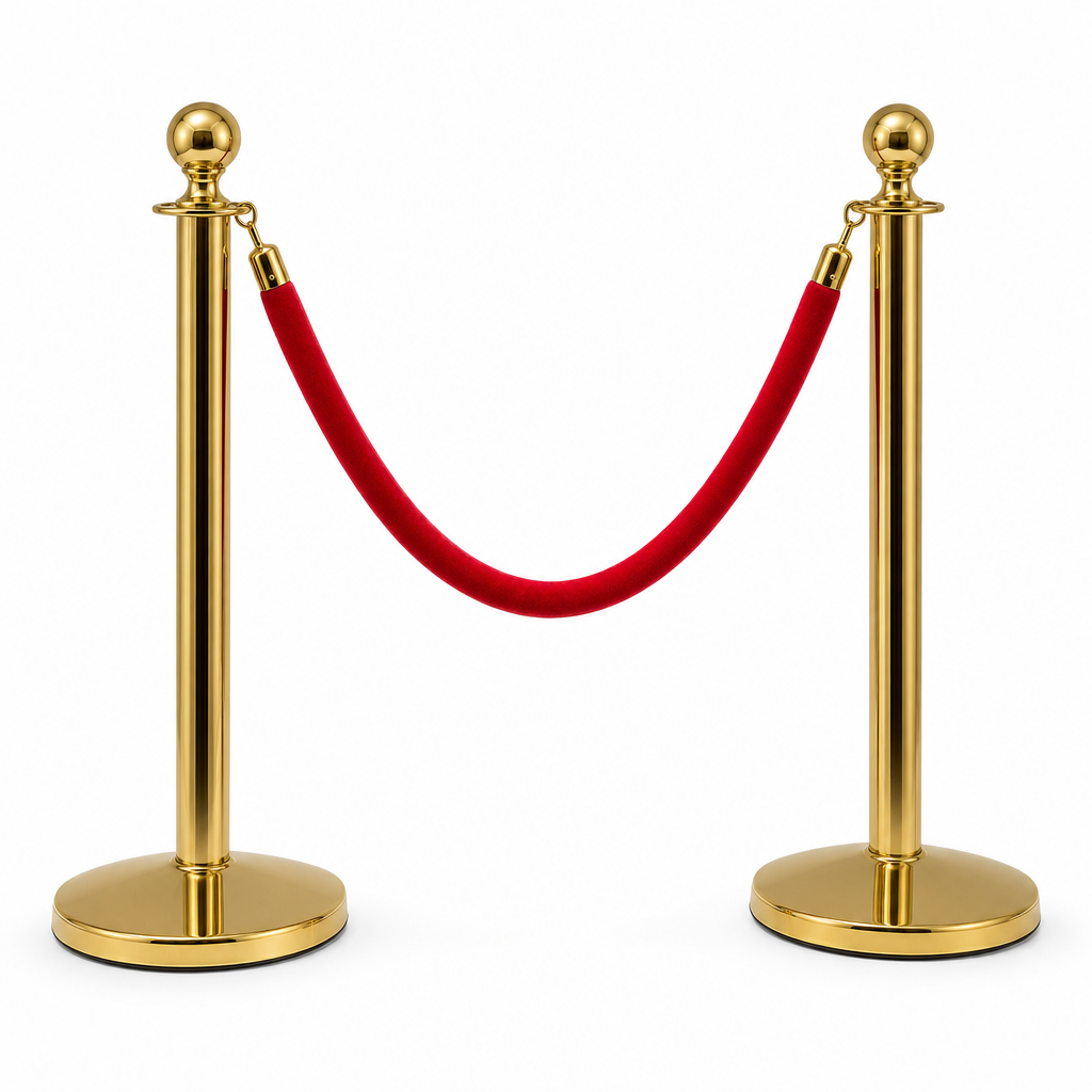 Velvet Rope Barrier Posts in Chrome or Brass Finish