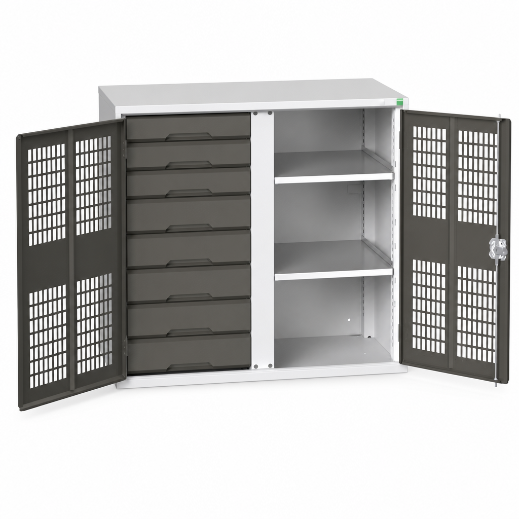 Ventilated Metal PPE Cabinet with Drawers and Shelves 1000x1050mm