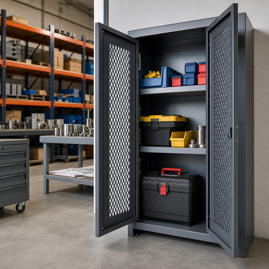 Ventilated Metal Storage Cupboard with 2 Shelves 800x350mm