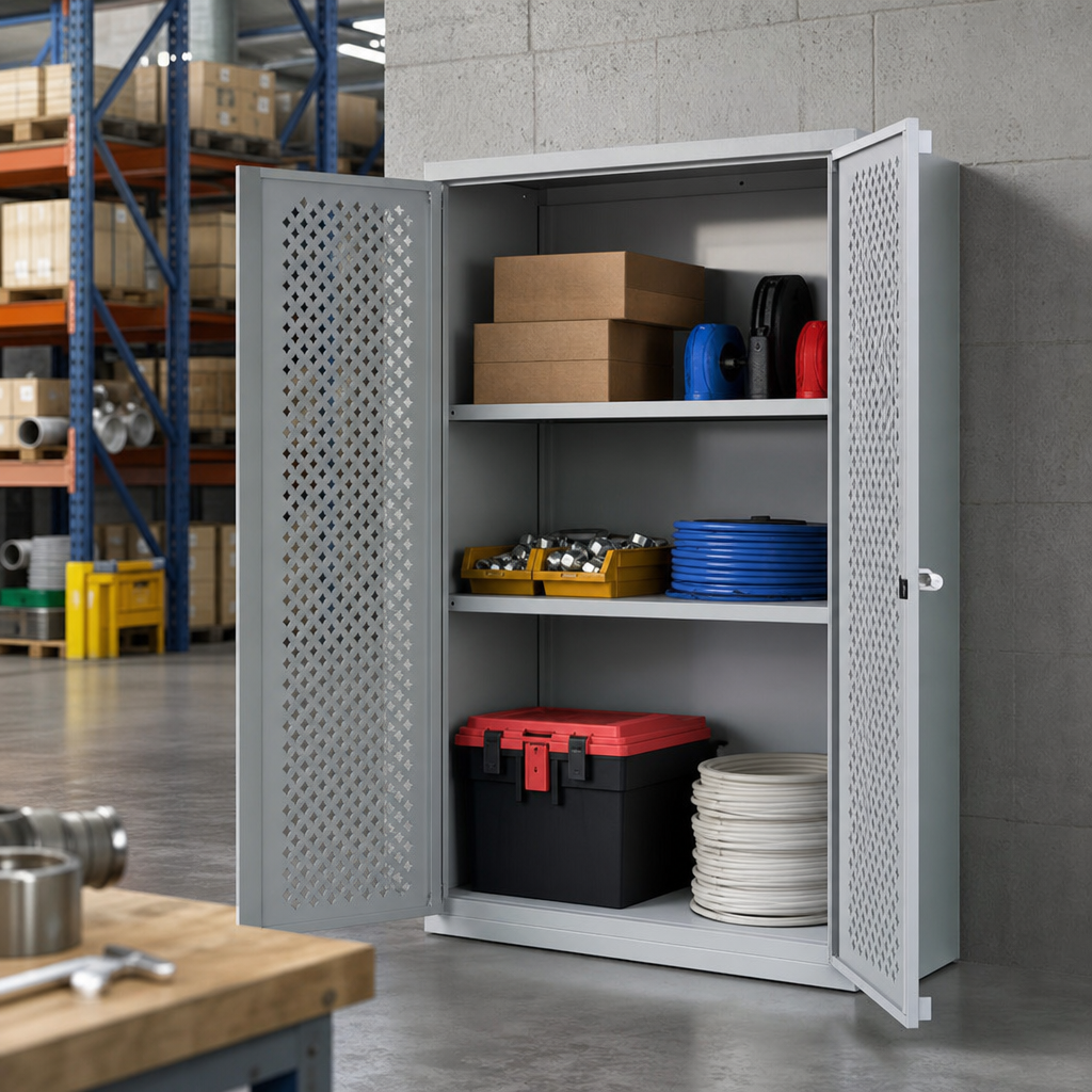 Ventilated Metal Storage Cupboard with 2 Shelves
