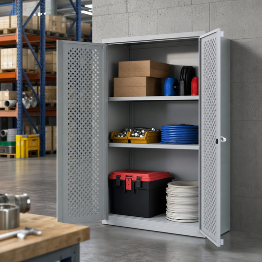 Ventilated Metal Storage Cupboard with 2 Shelves