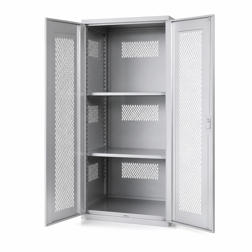 Ventilated Metal Storage Cupboard with 2 Shelves