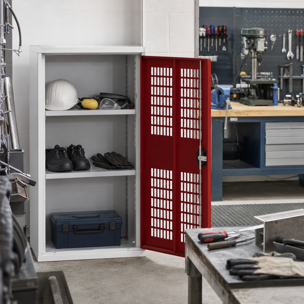Ventilated Metal Storage Cupboard with 2 Shelves
