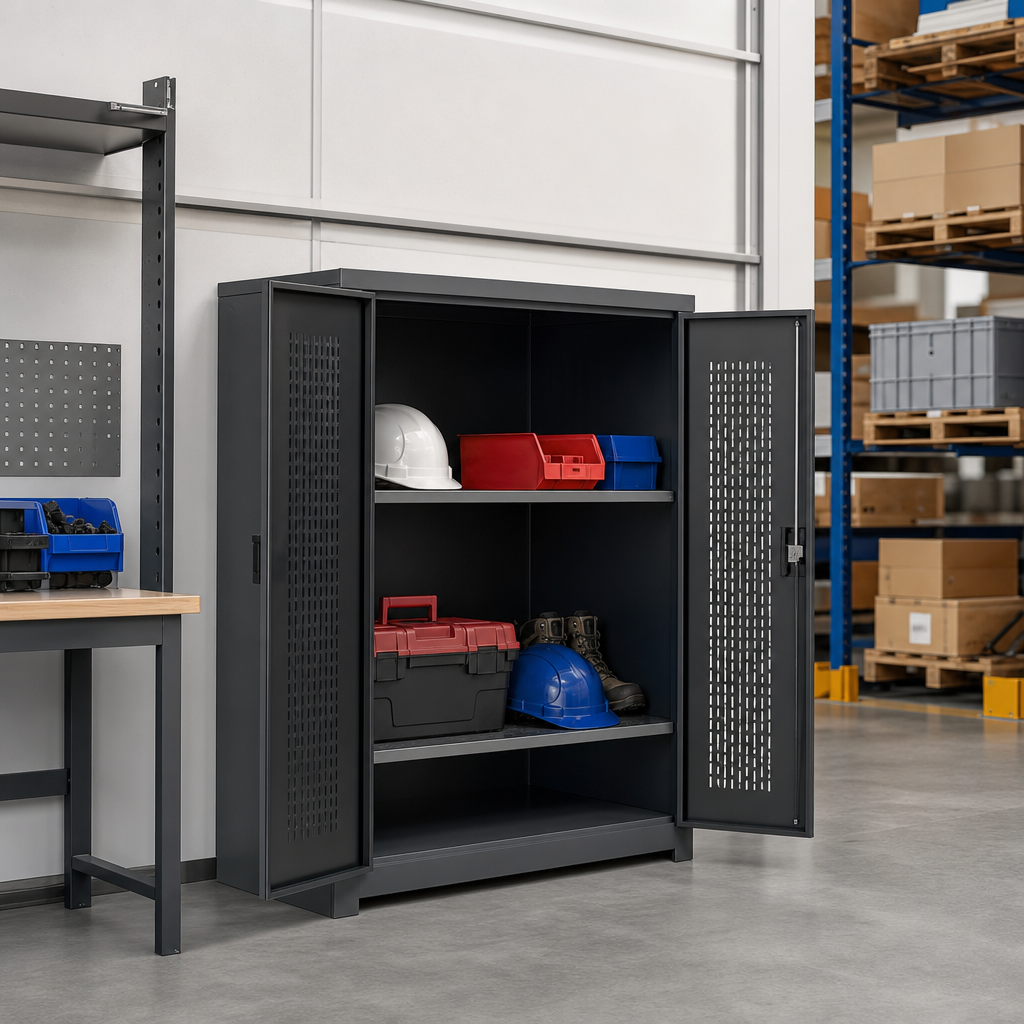 Ventilated Metal Storage Cupboard with 2 Shelves