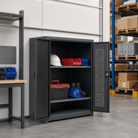 Ventilated Metal Storage Cupboard with 2 Shelves