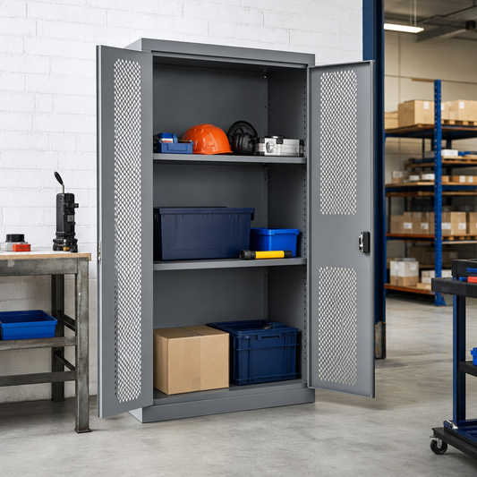 Ventilated Metal Storage Cupboard with 2 Shelves