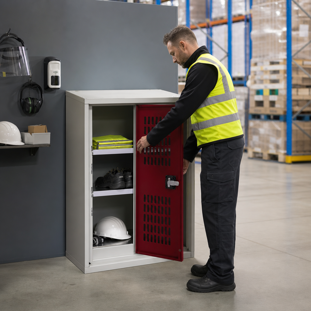 Ventilated Metal Storage Cupboard with 2 Shelves