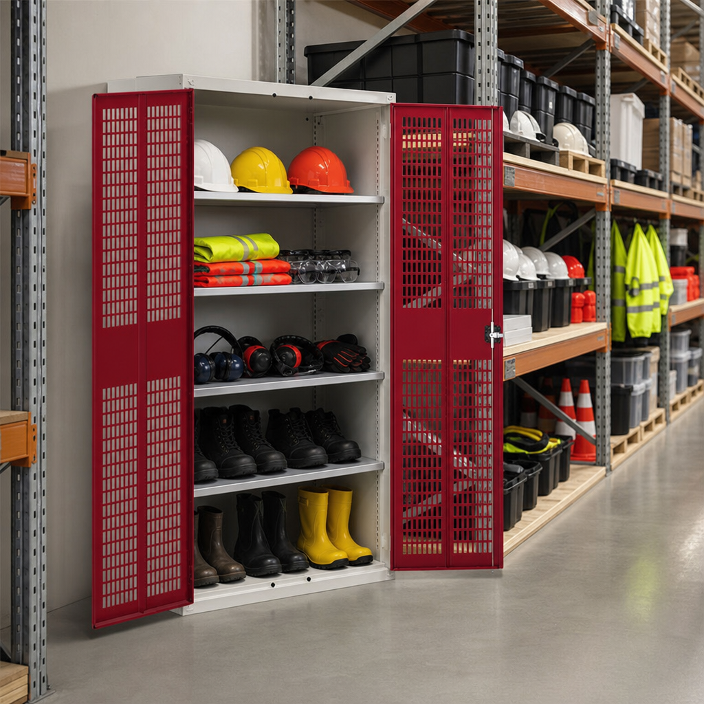 Ventilated Metal Storage Cupboard with 4 Shelves