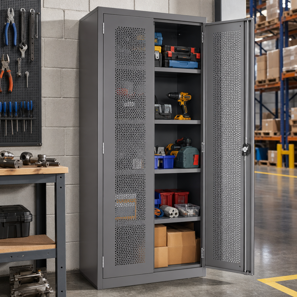 Ventilated Metal Storage Cupboard with 4 Shelves