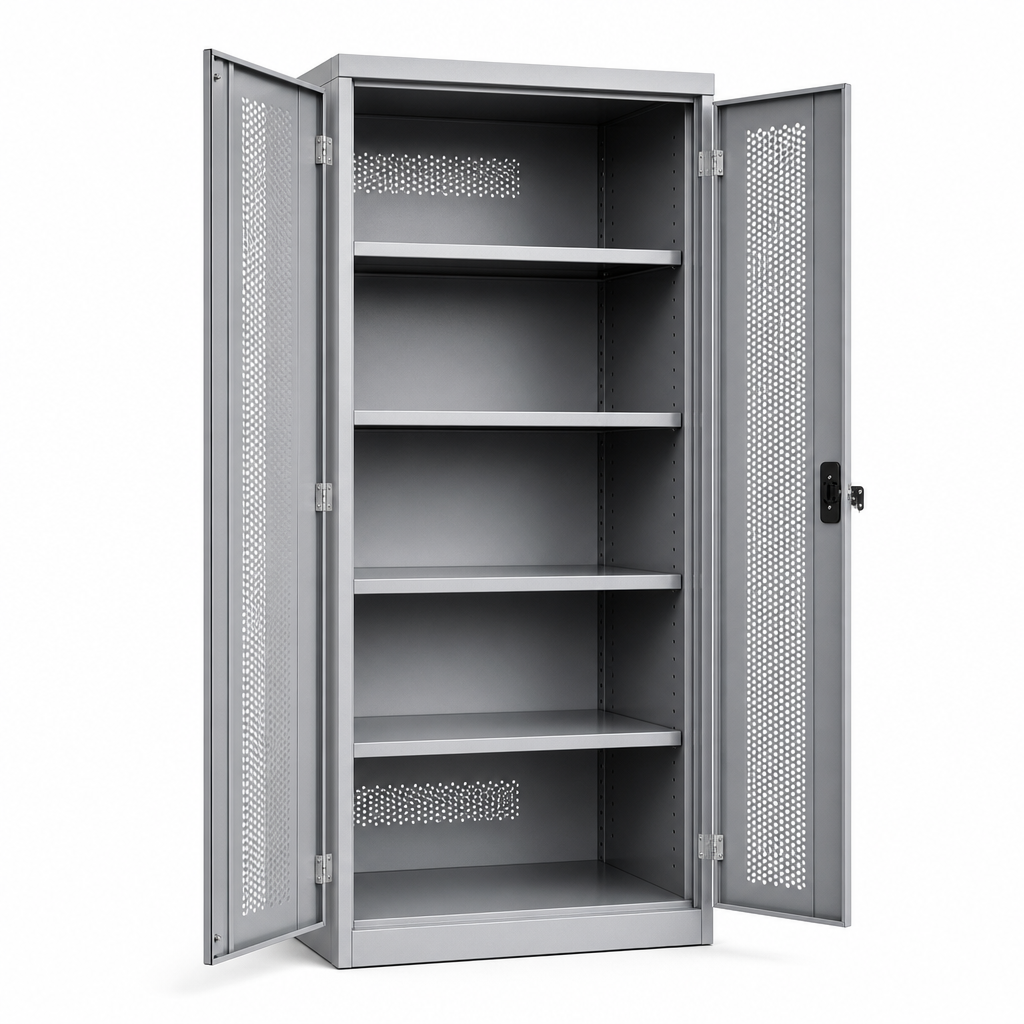 Ventilated Metal Storage Cupboard with 4 Shelves