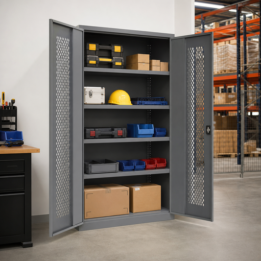 Ventilated Metal Storage Cupboard with Adjustable Shelves