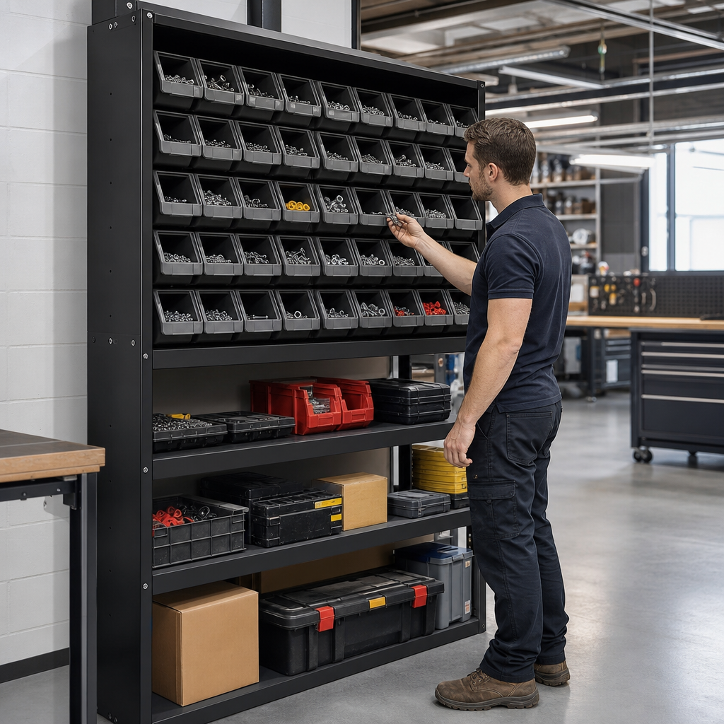 Vertical Louvre Panels for Small Parts Storage