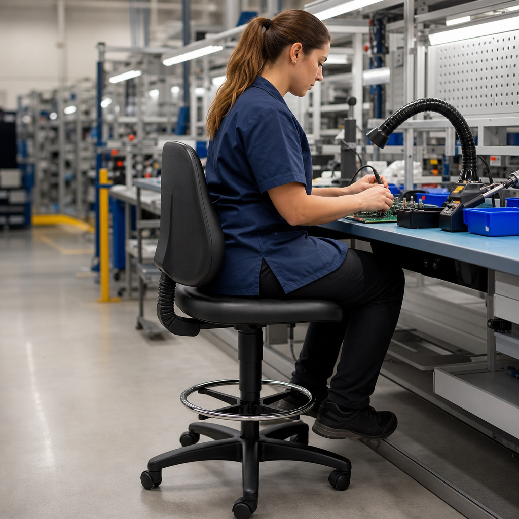 Vinyl Ergonomic Workshop Chair with Height Adjustment