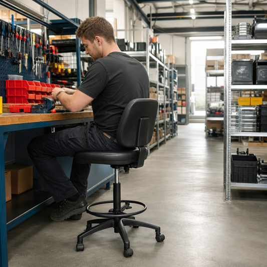 Vinyl Ergonomic Workshop Chair with Height Adjustment