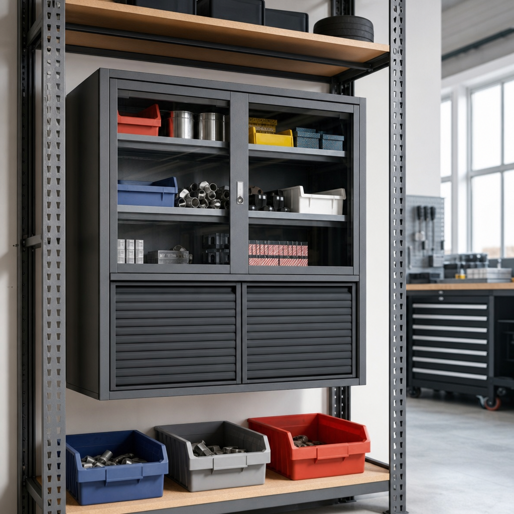 Vision Door Cabinet with Louvre Sliding Panels 1050x650mm