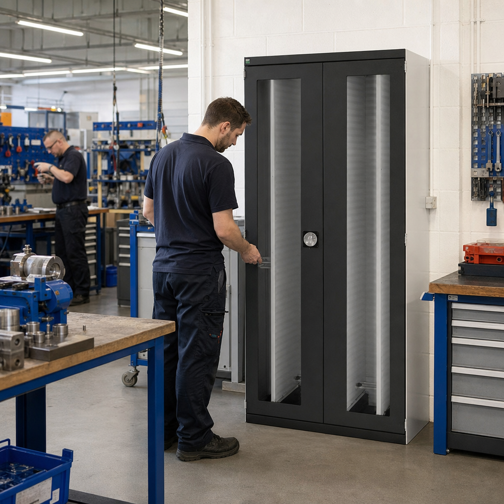 Vision Door Cabinet with Louvre Sliding Panels 1050x650mm
