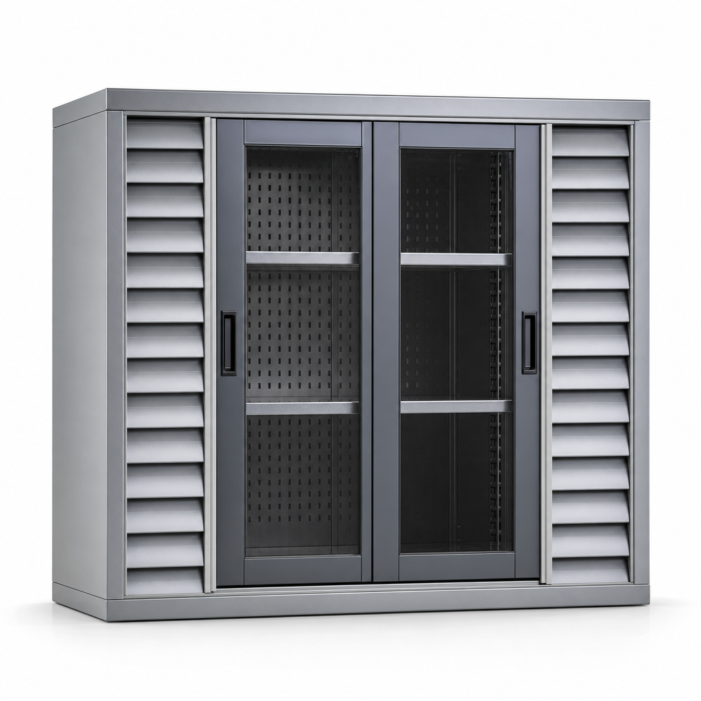 Vision Door Cabinet with Louvre Sliding Panels 1050x650mm