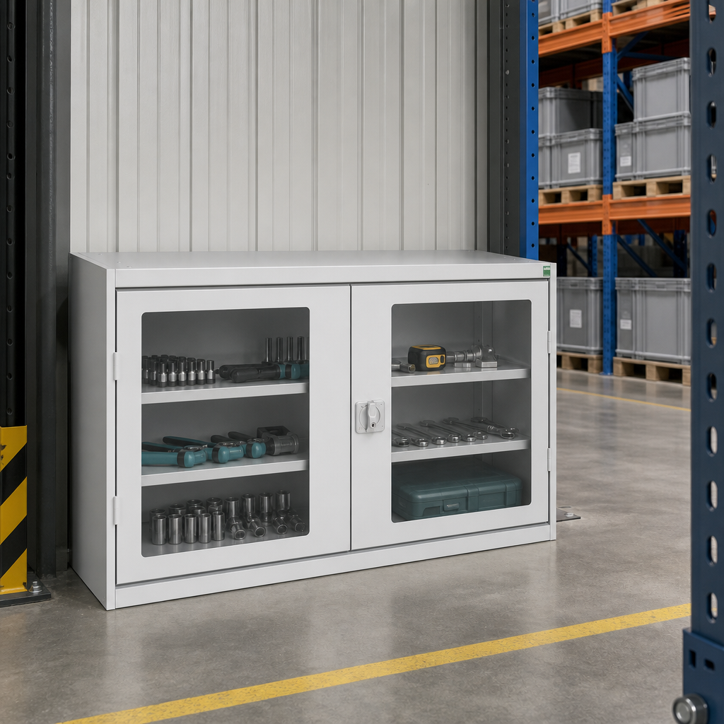 Vision Door Metal Storage Cupboard with Adjustable Shelves