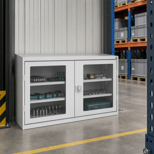 Vision Door Metal Storage Cupboard with Adjustable Shelves