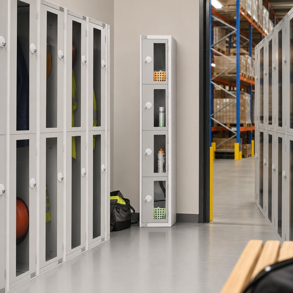 Vision Panel Steel Lockers with Clear Doors and Antibacterial Coating