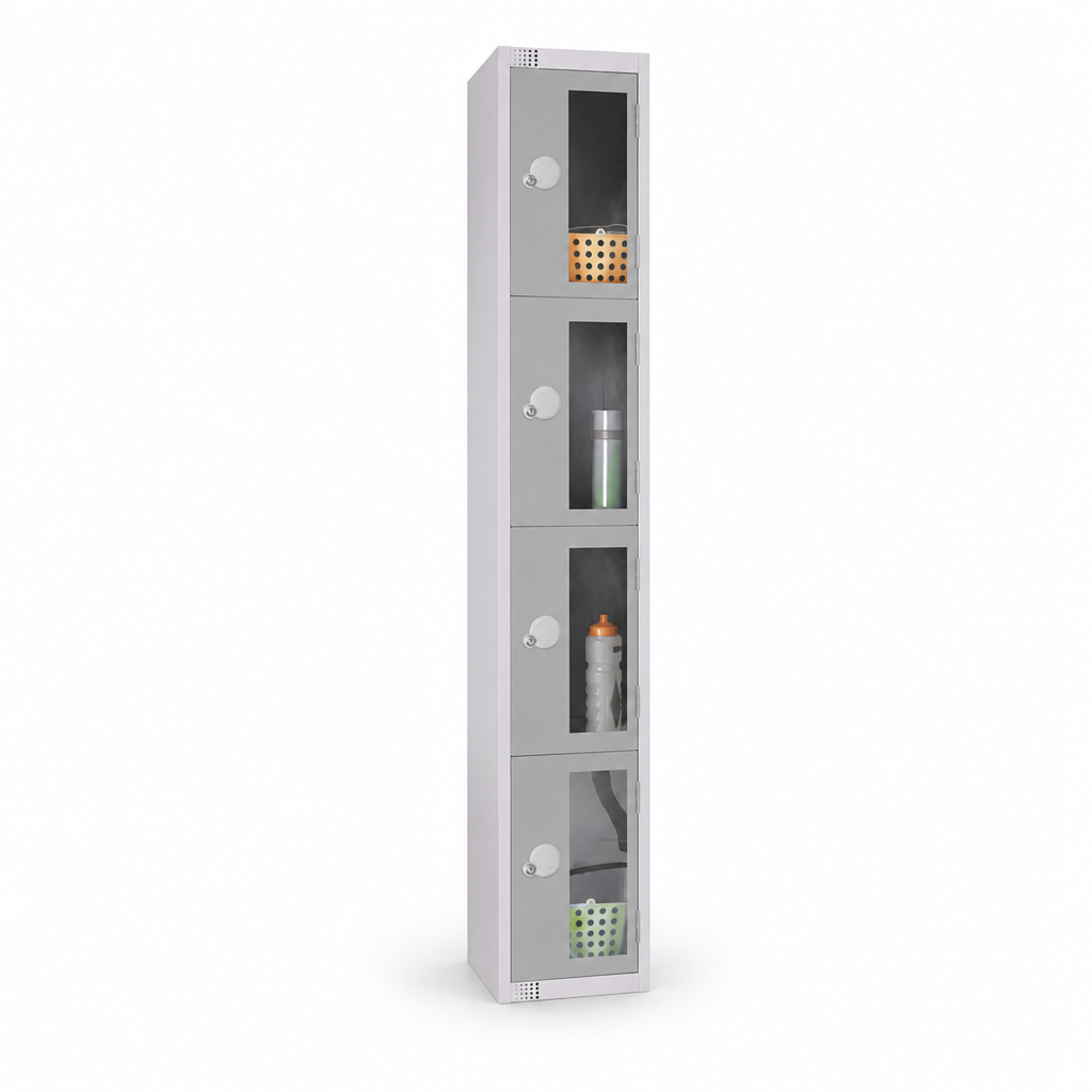 Vision Panel Steel Lockers with Clear Doors and Antibacterial Coating
