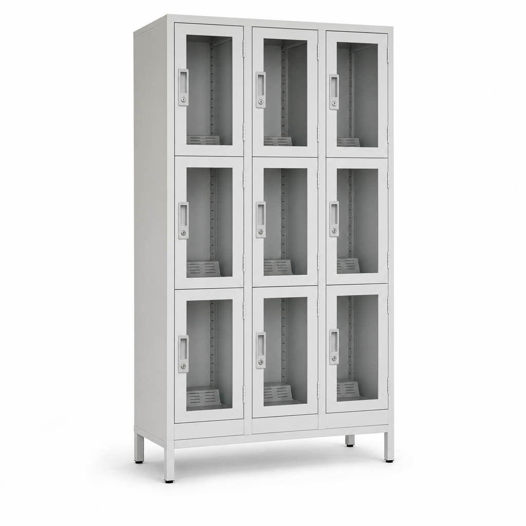 Vision Panel Steel Lockers with Clear Doors and Antibacterial Coating