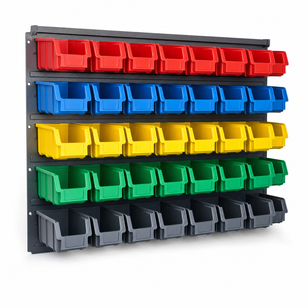 Wall Mounted Colour Coded Small Parts Bin Cabinets