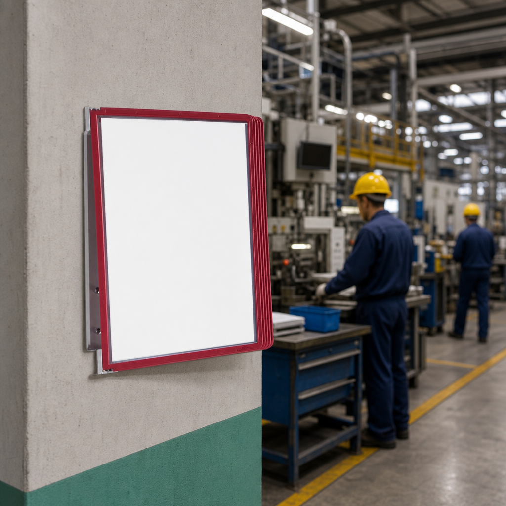 Wall-Mounted Display Unit with 5 A4 Pockets