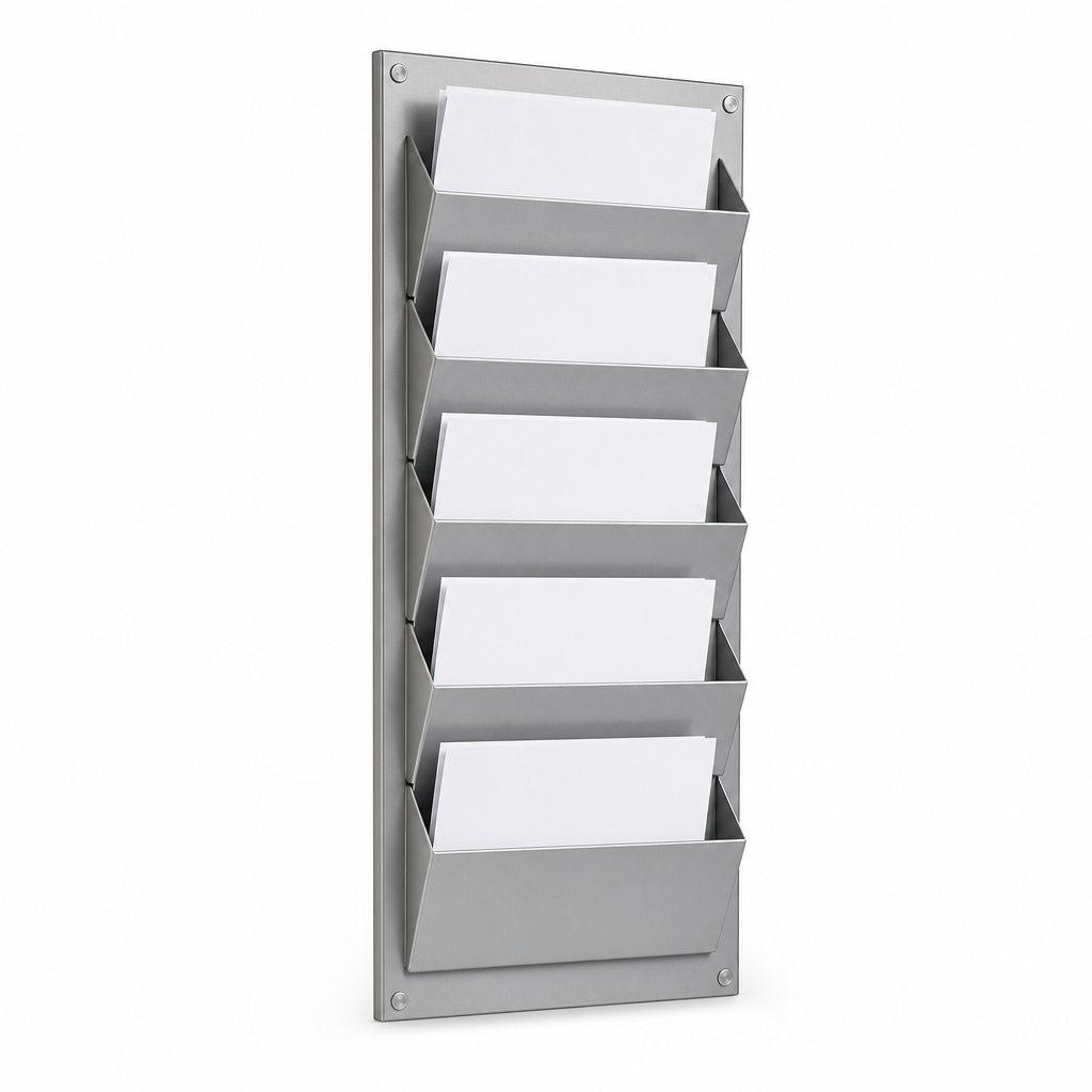 Wall-Mounted Display Unit with 5 A4 Pockets