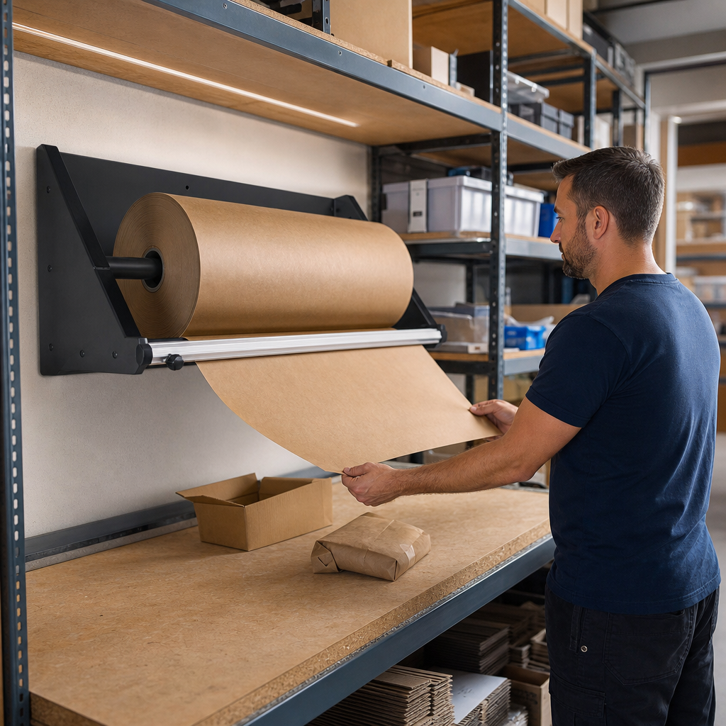 Wall Mounted Horizontal Dispenser and Cutter for Large Rolls