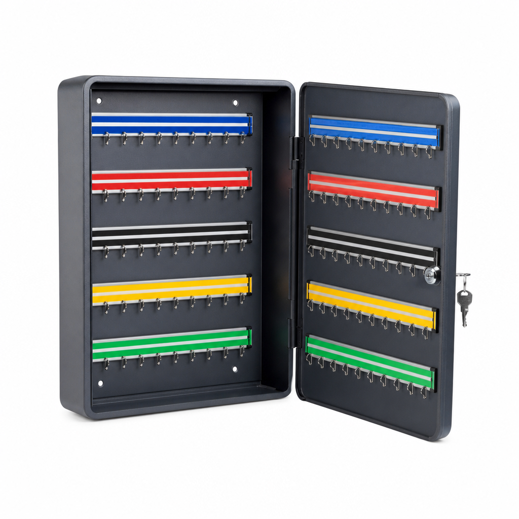 Wall Mounted Lockable Key Box with 20–70 Hooks