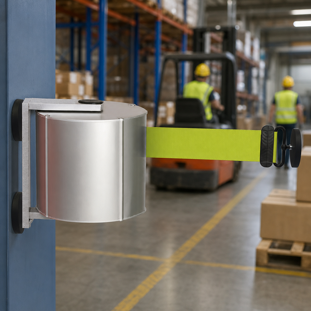 Wall Mounted Magnetic Safety Barrier Tape Unit 12m