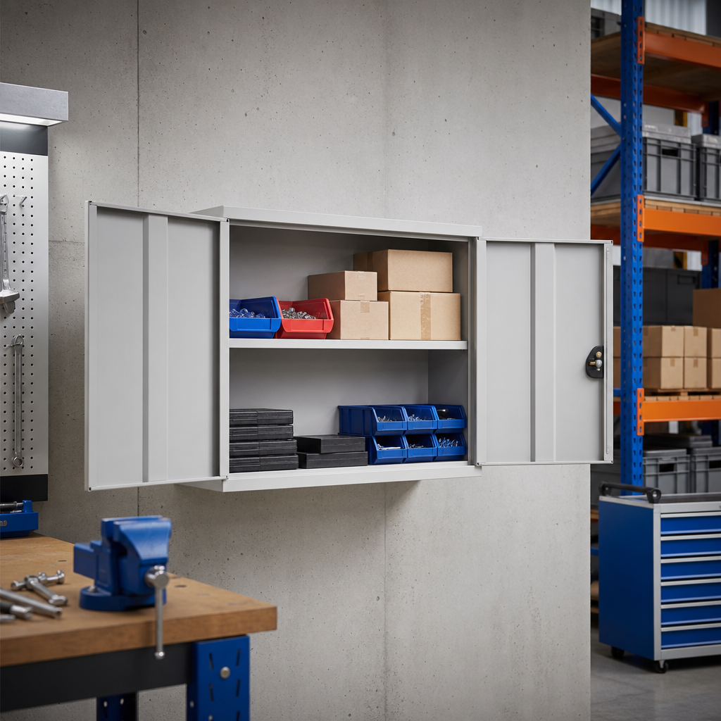 Wall Mounted Metal Cabinet with 2 Shelves 1000 x 800mm