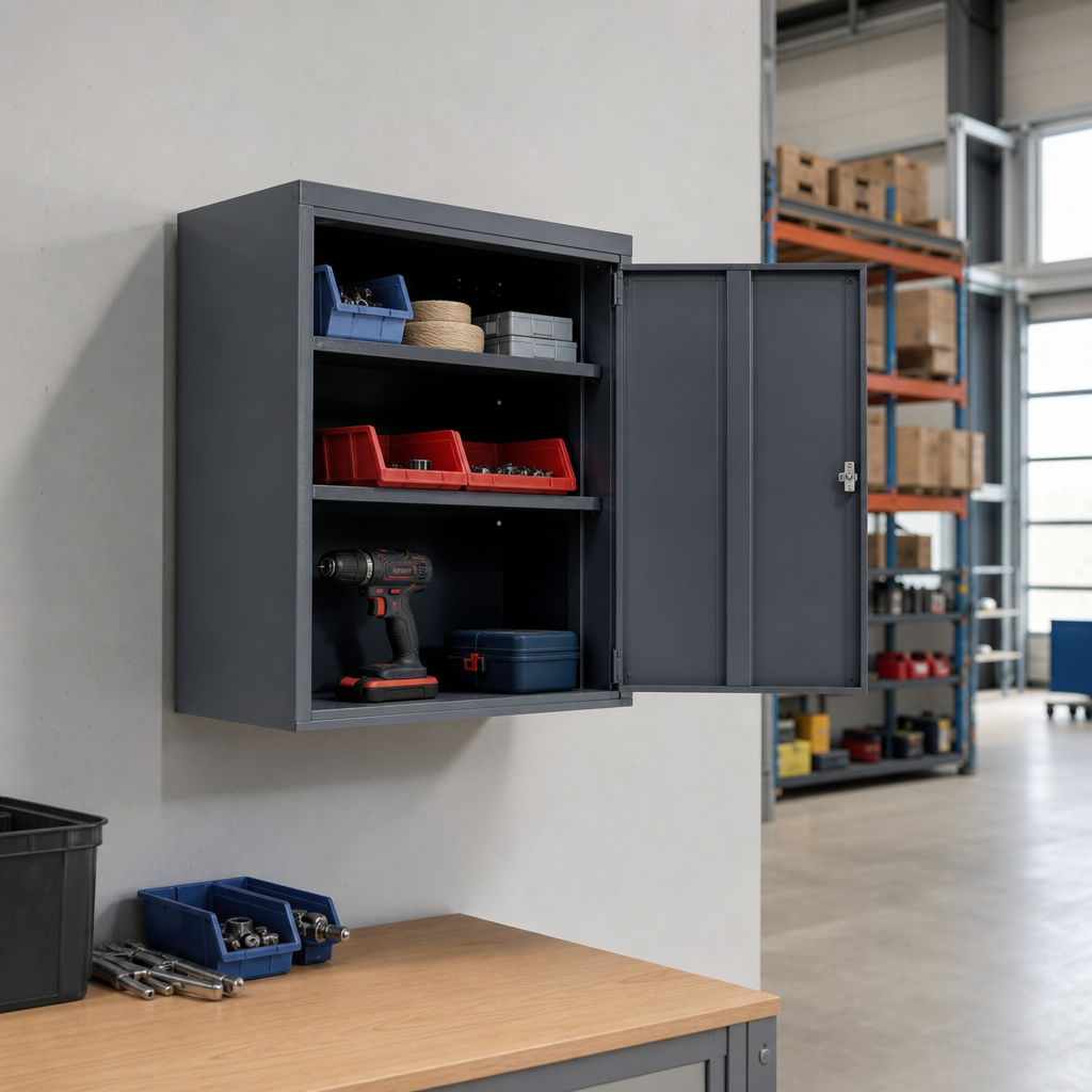 Wall Mounted Metal Storage Cabinet with Shelves 600x525mm