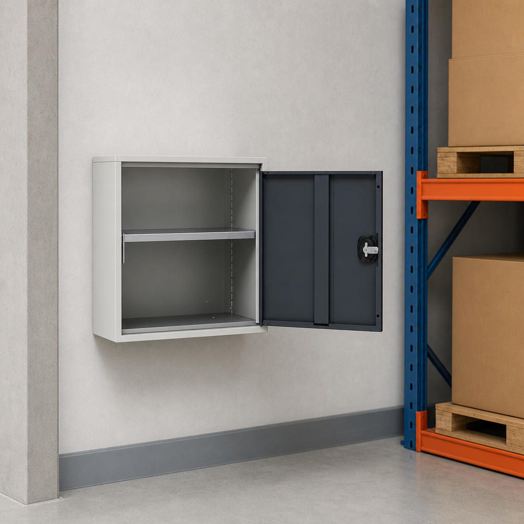 Wall Mounted Metal Storage Cabinet with Shelves 600x525mm