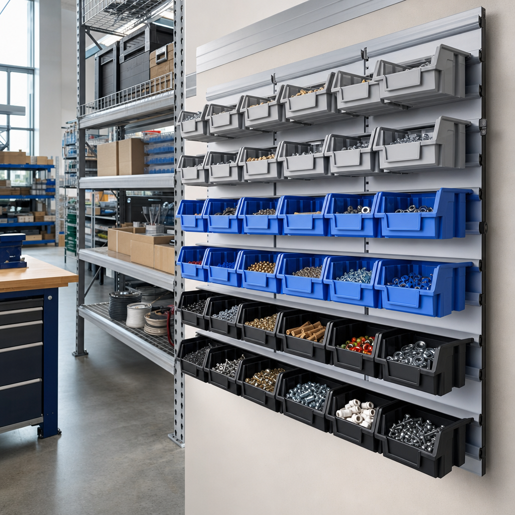 Wall Mounted Rail Bin Sets for Small Parts
