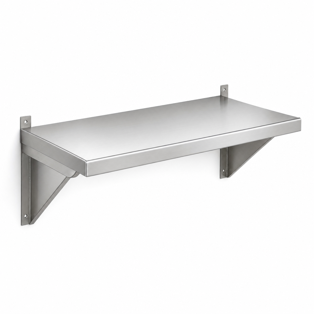 Wall Mounted Solid Stainless Steel Shelf 300mm Deep