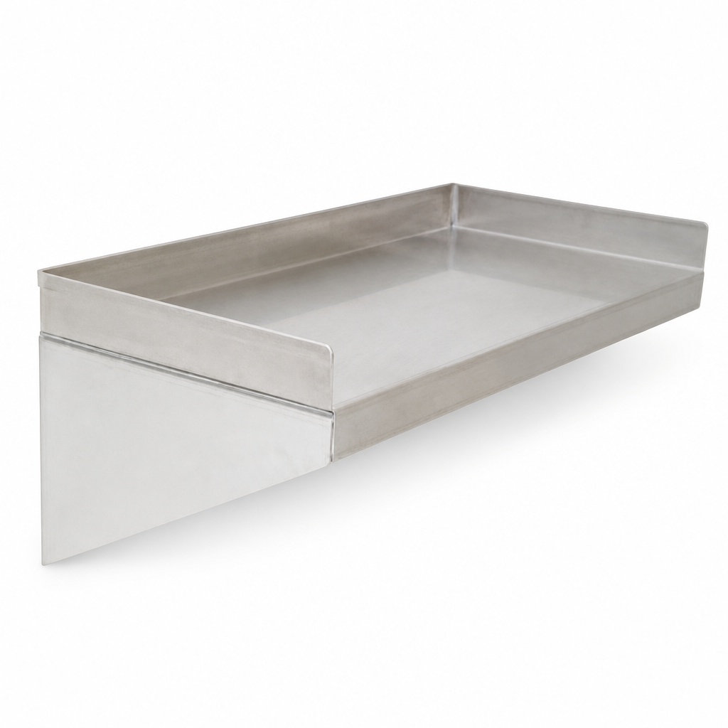 Wall Mounted Solid Stainless Steel Shelf 300mm Deep
