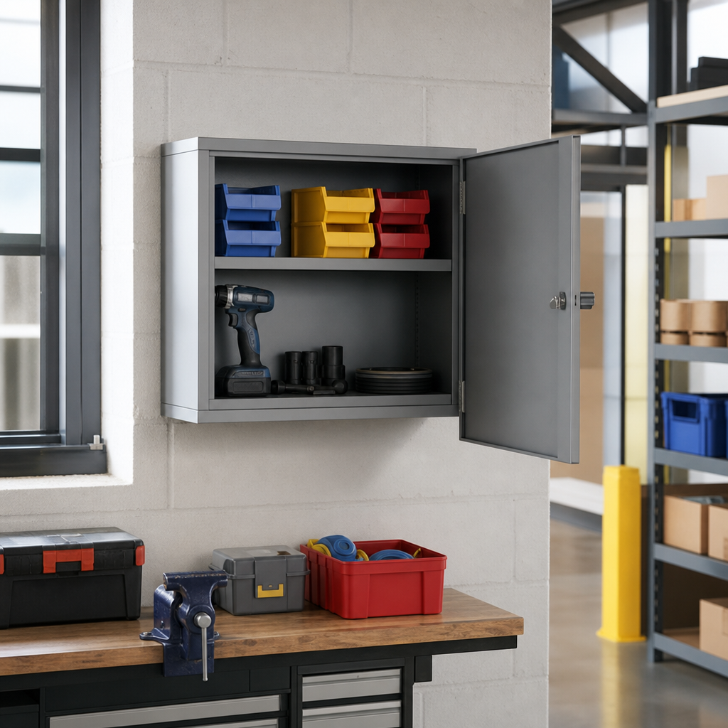 Wall Mounted Steel Cabinet with Shelf 600x525mm