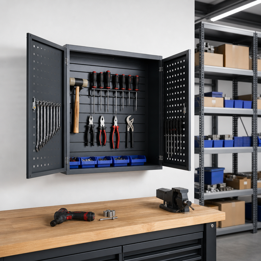 Wall Mounted Tool Cupboard with Louvre or Perforated Back Panel